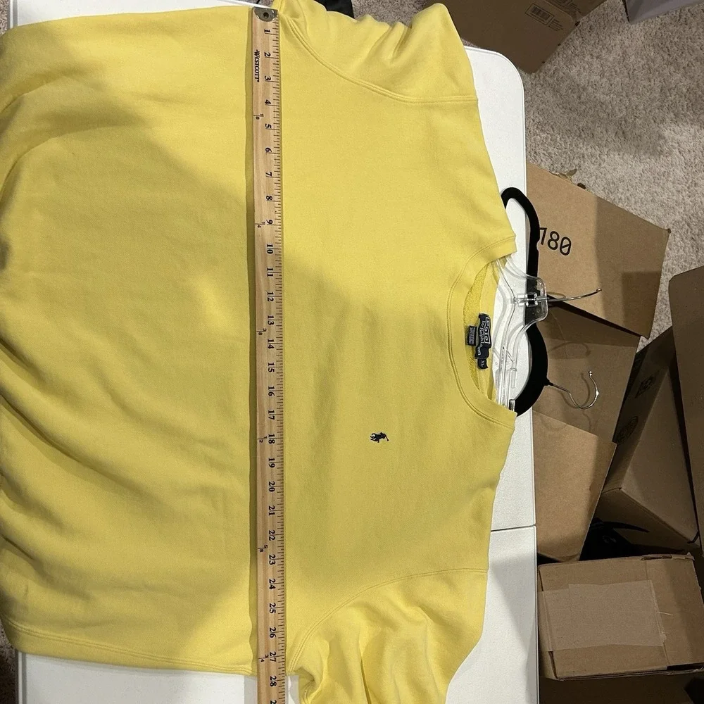 VTG Polo Ralph Lauren Sweatshirt Mens XL Yellow Crewneck 90s Made In USA Tag